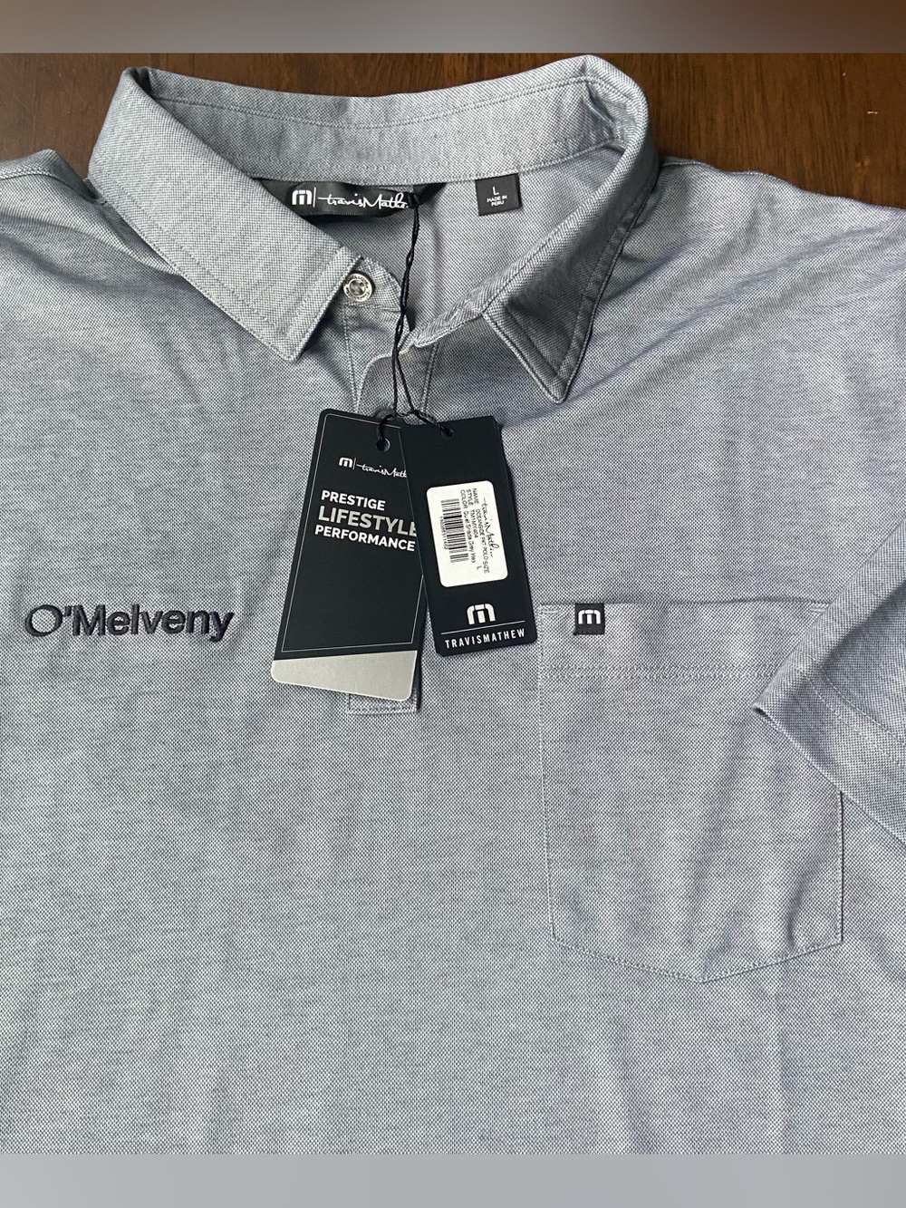 TravisMathew Oceanside Polo Men L Grey Heathered Pocket Golf Shirt NWT O'Melveny